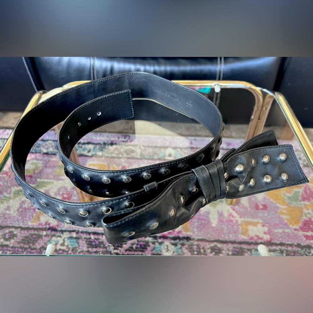 Valentino Black Leather Studded Belt 85cm